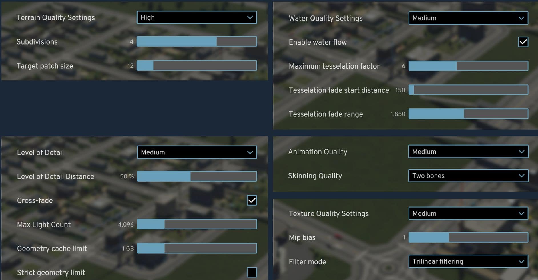 Cities: Skylines News - Cities Skylines Graphics Settings Comparison Screens